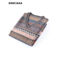 ERNCIAGA 羊绒衫男100纯羊绒背心V领针织衫冬季加厚青年马甲无袖毛衣 深灰兰 1