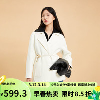 VEROMODA翻领合体版型收腰设计简约气质毛呢大衣女 S85本白色 160/80A/S