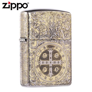 ZIPPO 之宝 煤油打火机防风六面精雕金银双色盔甲加厚男友生日礼物情人节 康斯坦丁-常规