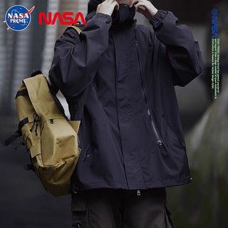 Colombass冲锋衣外套男NASA秋季潮牌美式机能工装款户外登山服夹克男 黑色 XL(120-140斤)