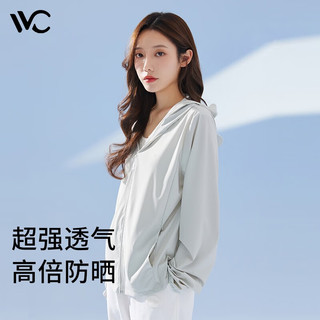 VVC 防晒衣女夏季防晒服防紫外线薄款开衫冰丝皮肤衣外套女 浅灰色