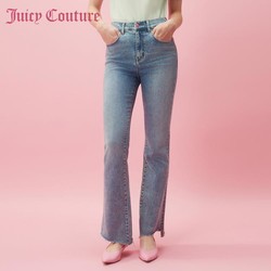 Juicy Couture 橘滋 糖果少女Logo刺绣毛边微喇女式牛仔裤 620424SS2070V068
