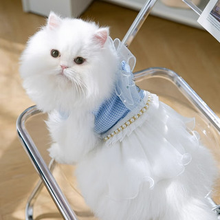 神经猫（shenjingmao）可牵引猫衣服猫咪裙子防掉毛夏季薄款夏天春天布偶蓝猫公主群小猫 红白流光裙 XS（体重1-3斤）