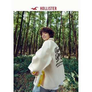 HOLLISTER 24春夏时尚保暖翻领拉链夹克外套 男 KI332-4013 奶白色 M (180/100A)