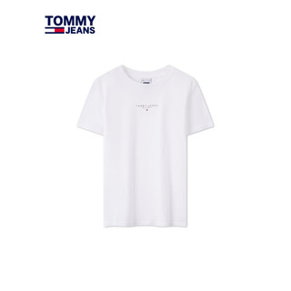 TOMMY JEANS【美式休闲】24春夏女装纯棉净色刺绣合身短袖T恤17828 白色YBR S