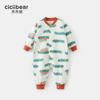 齐齐熊 cicibear宝宝连体衣婴儿爬服春款薄款纯棉睡衣新生儿哈衣宝宝秋装女 巴哈蓝 73cm
