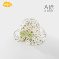 Aengbay昂贝 女宝宝遮阳帽外出洋气婴儿蝴蝶结防晒公主渔夫帽女童帽子 甜美花间 22.5cm（适合6-12个月）