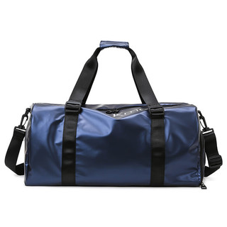 短途手提旅行包干湿分离大容量单肩包运动健身包潮流斜跨大包 深蓝色