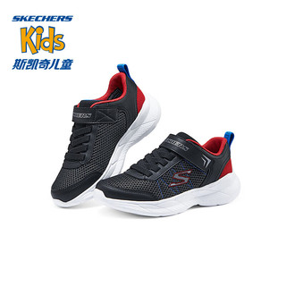 Skechers斯凯奇儿童男童魔术贴运动鞋时尚休闲鞋中大童跑步鞋403792L 黑色/红色/蓝色/BKRB 35