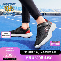 Skechers斯凯奇儿童男童魔术贴运动鞋时尚休闲鞋中大童跑步鞋403792L 黑色/红色/蓝色/BKRB 34