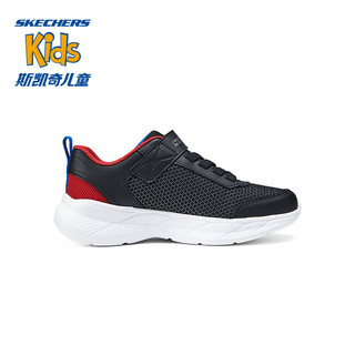 Skechers斯凯奇儿童男童魔术贴运动鞋时尚休闲鞋中大童跑步鞋403792L 黑色/红色/蓝色/BKRB 34