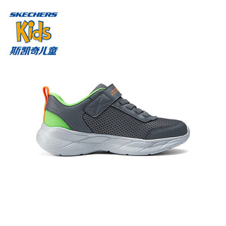 Skechers斯凯奇儿童男童魔术贴运动鞋时尚休闲鞋中大童跑步鞋403792L 炭灰色/柠檬色/CCLM 35