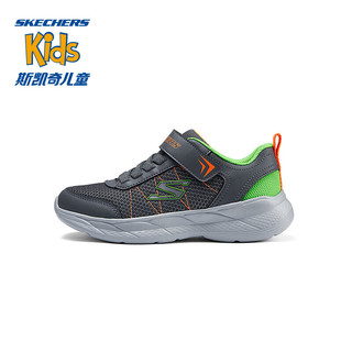 Skechers斯凯奇儿童男童魔术贴运动鞋时尚休闲鞋中大童跑步鞋403792L 炭灰色/柠檬色/CCLM 35