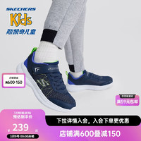 Skechers斯凯奇儿童男童魔术贴运动鞋时尚休闲鞋中大童跑步鞋403792L 海军蓝色/蓝色/NVBL 36