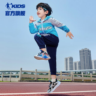 乔丹（QIAODAN）童鞋男小童运动鞋垒科技跑步鞋-33 黑色/银色