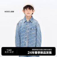little MO&Co.little moco童装24春装男童纯棉老花印花牛仔夹克衬衫外套 牛仔蓝色 140/68