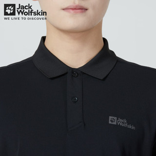 Jack Wolfskin狼爪短袖男polo衫潮流宽松大码透气快干运动户外通勤t恤男5820055 5820055-6000/黑色 S 170/92A