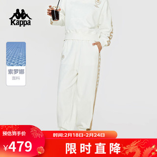 卡帕（Kappa）复古休闲裤2024女春运动裤长裤小脚卫裤K0E22AK06 韩国白-012 M