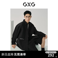 GXG男装 黑色口袋设计户外休闲宽松翻领长袖衬衫男士24年夏季 黑色 175/L