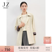 玖姿·安娜蔻简约通勤帕丁顿落肩翻领宽松外套风衣2024春季 浅米 L