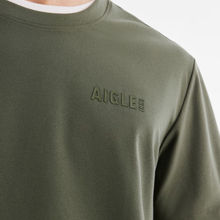AIGLE艾高春季男士吸湿排汗UPF40+防晒防紫外线短袖T恤 灌木绿 AH985 M(175/92A)