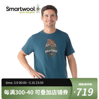 SMARTWOOLSmartwool男女运动短袖美利奴图案T恤吸湿羊毛印花短袖2456 日暮蓝2456-G74 L