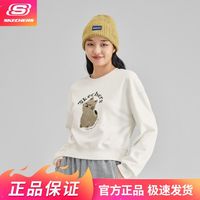 SKECHERS 斯凯奇 秋冬舒适宽松女士卡通卫衣针织短款圆领运动卫衣女L423W081