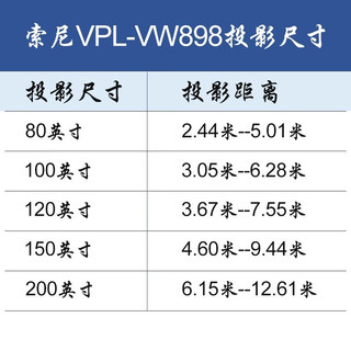 索尼（SONY）  VPL-VW898激光投影仪家用原生真4K家庭影院3D超高清投影机 VPL-VW898【激光光源 真4K】 标配