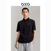 GXG 男装 商场同款 黑色刺绣短袖polo衫2023年秋季新款GEX12413343