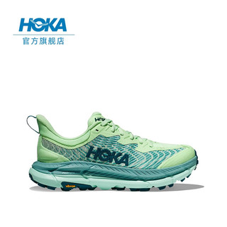 HOKA ONE ONE男女款春夏飞速马法特4越野跑鞋MAFATE SPEED 4减震回弹防滑 青柠色/海雾蓝-女 38