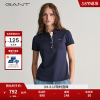 GANT甘特2024春季女士简约纯色短袖polo衫4200828 433夜蓝色 S