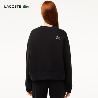 LACOSTE法国鳄鱼女装 2024纯色宽松休闲短款圆领套头卫衣|SF5614 031/黑色 34