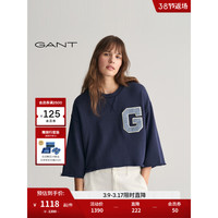 GANT甘特2024春季女士字母印花刺绣宽松卫衣4200855 409蓝色 L