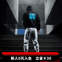 Monster Guardians卫衣男 春秋季后背印花运动卫衣户外跑步休闲潮流连帽卫衣 Fortitude Black 坚毅黑 M