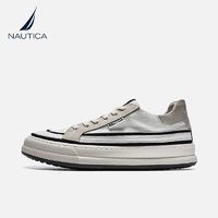 NAUTICA 诺帝卡 男鞋子2024新款春秋一脚蹬帆布鞋透气厚底休闲板鞋