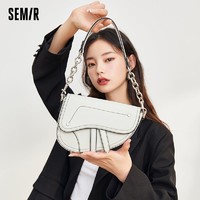 Semir 森马 腋下包女新款大牌高级质感包包撞色绣线斜挎包个性马鞍包