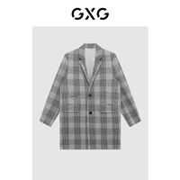 GXG 黑灰格大衣冬季新品商场同款羊毛保暖大衣外套男