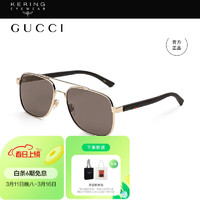 GUCCI 古驰 男士太阳镜 GG0422S-003 金色镜框棕色镜片 60mm