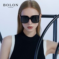 BOLON 暴龙 眼镜女款方形显脸小墨镜休闲太阳镜防紫外线BL3083 C10-镜片灰色/镜腿黑色