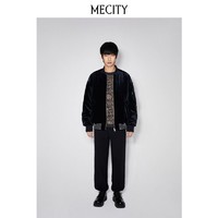 MECITY 男士新款时尚潮流纹理织花棒球领丝绒夹克男537302