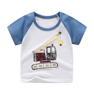 专一（Zhuanyi）夏季儿童纯棉短袖T恤卡通上衣宝宝婴儿衣服 短T-雷雨 90cm