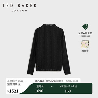 Ted Baker2024春季女士气质修身半高领打底蕾丝衫C41019 黑色 2