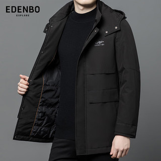 爱登堡男士夹克2024春季时尚多口袋中长款工装外套男 黑色 180