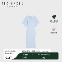 Ted Baker2024春季女士荷叶袖修身针织长款连衣裙274479A 浅蓝色 2