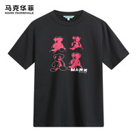 马克华菲【小熊印花】短袖T恤男2024春夏透气纯棉圆领宽松印花休闲T恤 015深灰 XL