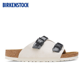 BIRKENSTOCK牛皮绒面革男女款当季时尚双扣拖鞋Zurich系列 白色/复古白窄版1026788 35