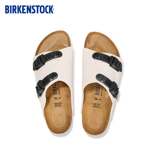 BIRKENSTOCK牛皮绒面革男女款当季时尚双扣拖鞋Zurich系列 白色/复古白窄版1026788 35