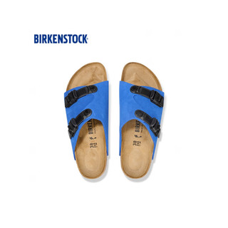 BIRKENSTOCK牛皮绒面革男女款当季时尚双扣拖鞋Zurich系列 湛蓝色窄版1026816 41
