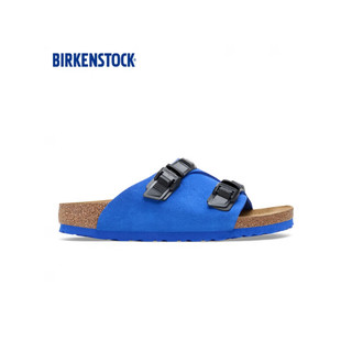 BIRKENSTOCK牛皮绒面革男女款当季时尚双扣拖鞋Zurich系列 湛蓝色窄版1026816 44
