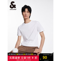 杰克琼斯 杰克·琼斯（JACK&JONES）夏柔软舒适纯棉纯色多色百搭商务休闲短袖T恤男装224201072 A06本白色 185/104A/XL